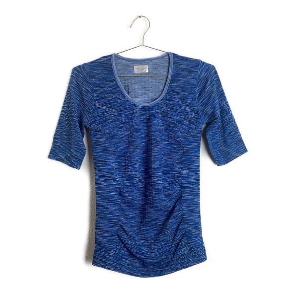Athleta • Radiance Space Dye Blue White Fitted Top Size M - Picture 2 of 4